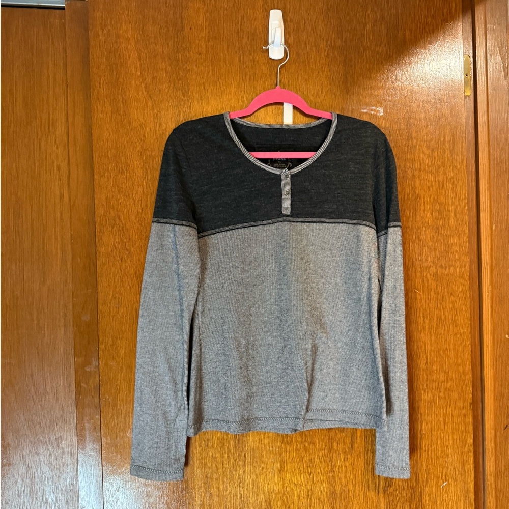 Prana Black and Gray Henley Shirt